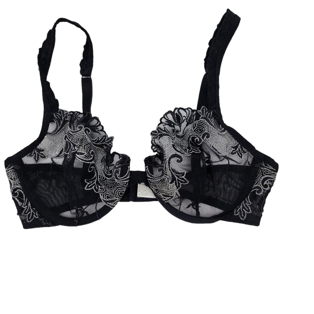Wacoal Visual Effects 1 Inch Minimizer Underwire Sheer Floral Bra Size 32D